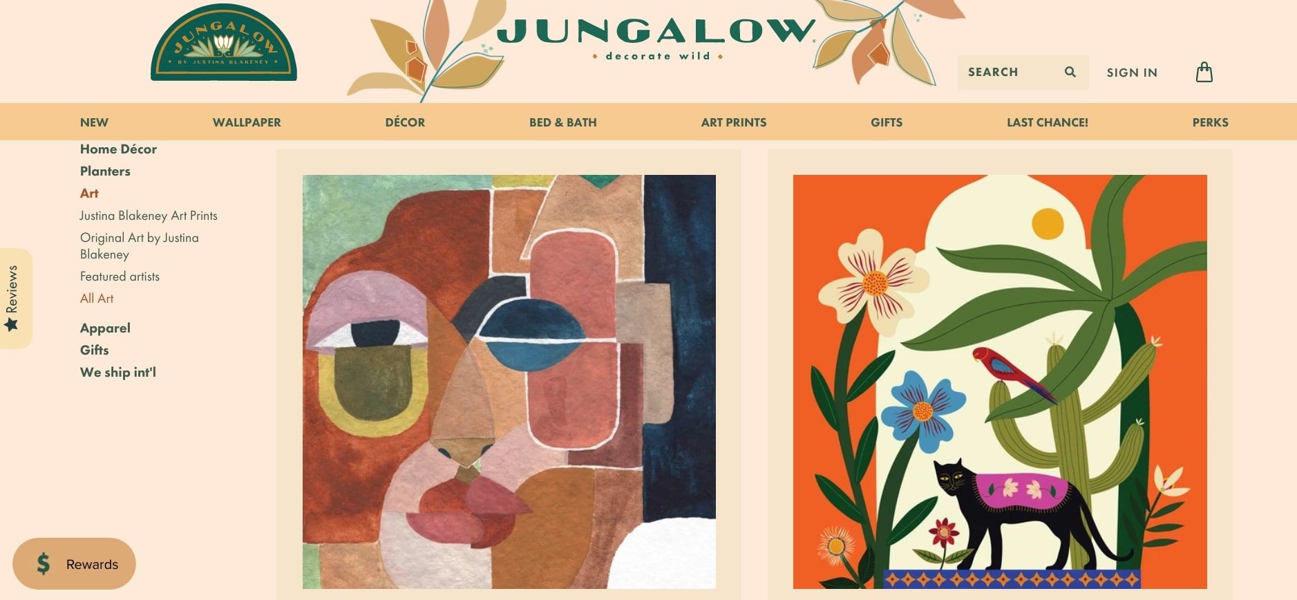 jungalow artwork section screenshot