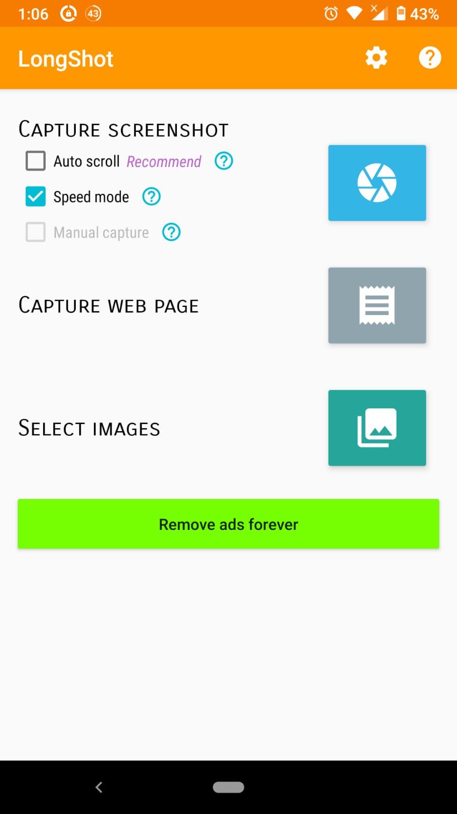 longshot app main menu screenshot