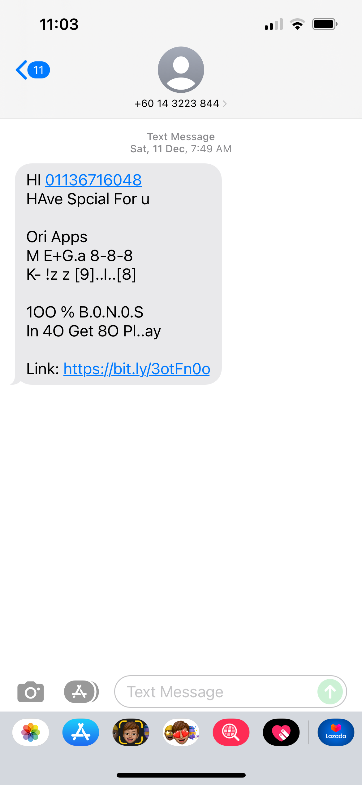 spam message on iphone messages