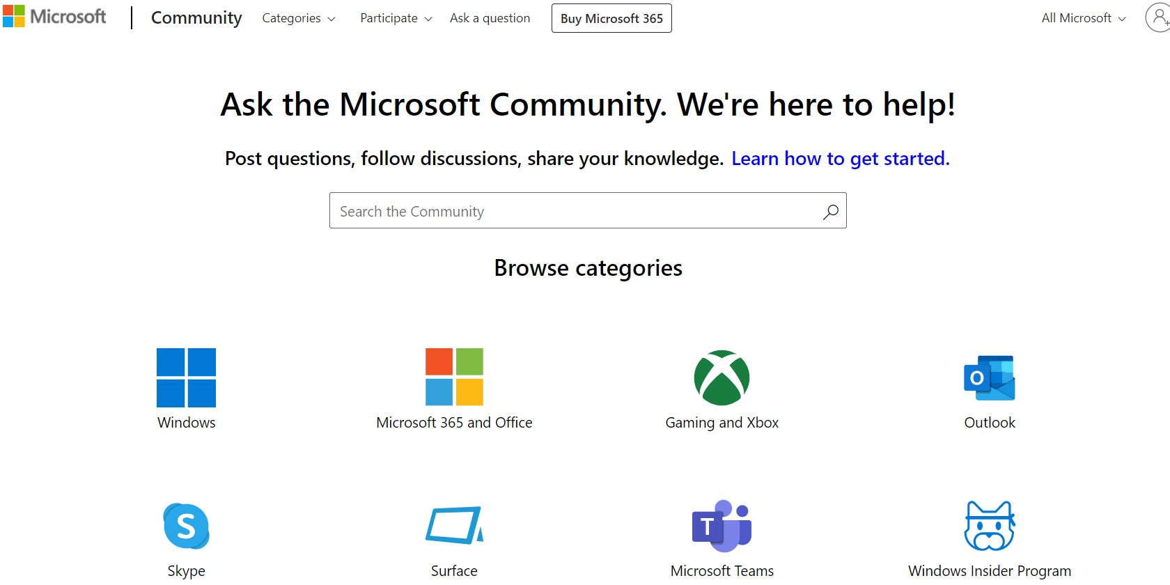 microsoft community homepage