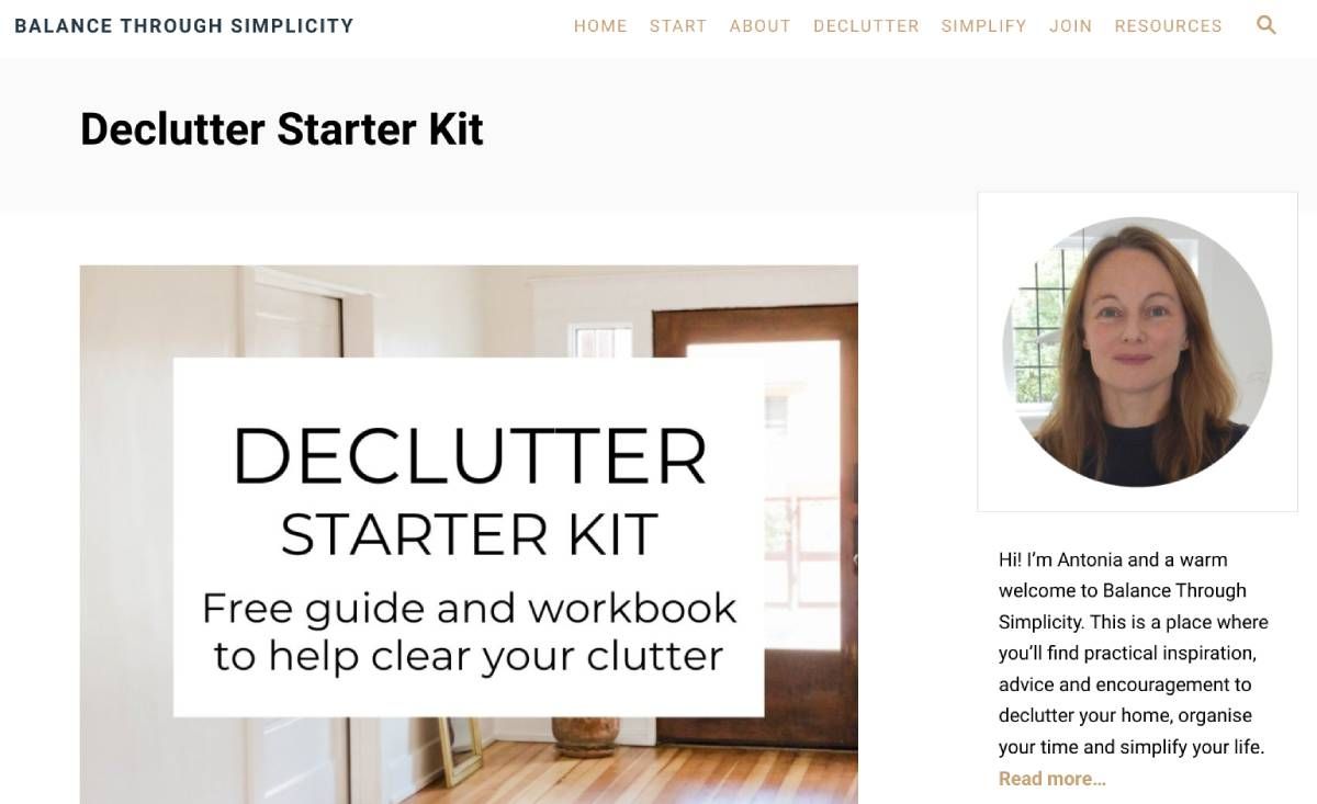 Balance Through Simplicity offers an excellent free decluttering workbook for beginners, as well as a 30-day challenge of different tasks