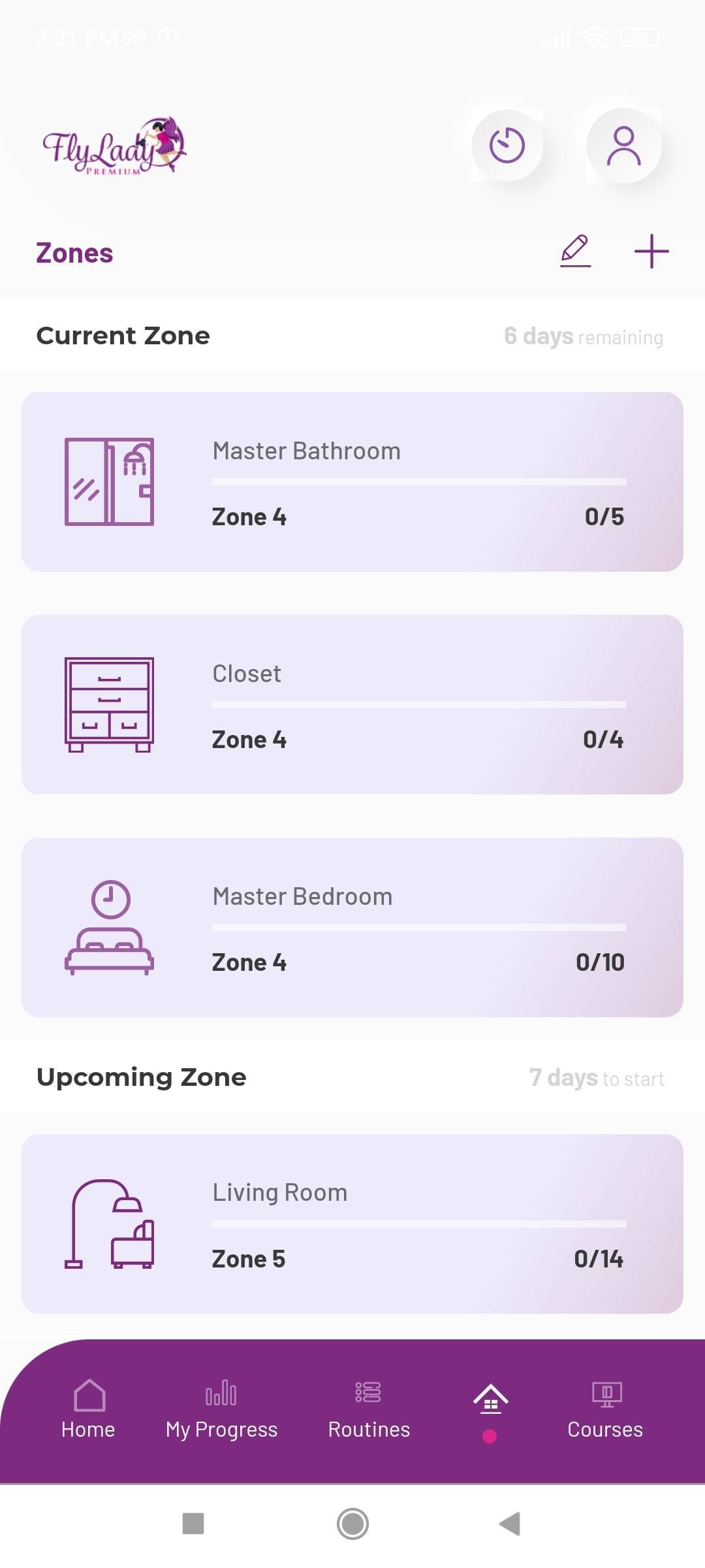 FlyLadyPlus divides your home into different zones and makes you tackle three different zones each week