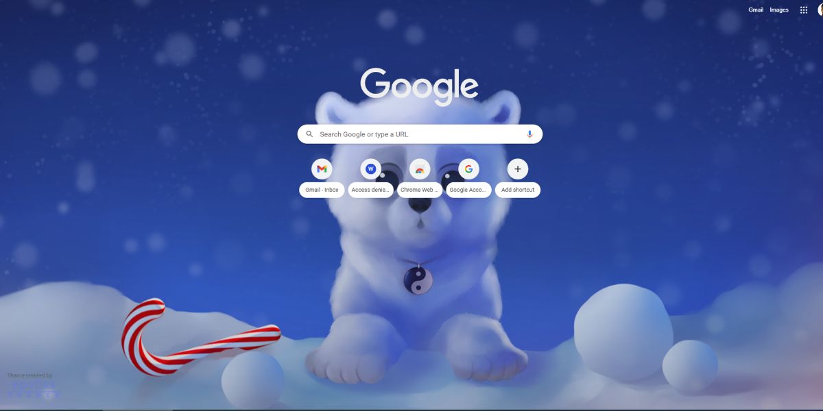 A visual of the polar chub Chrome theme