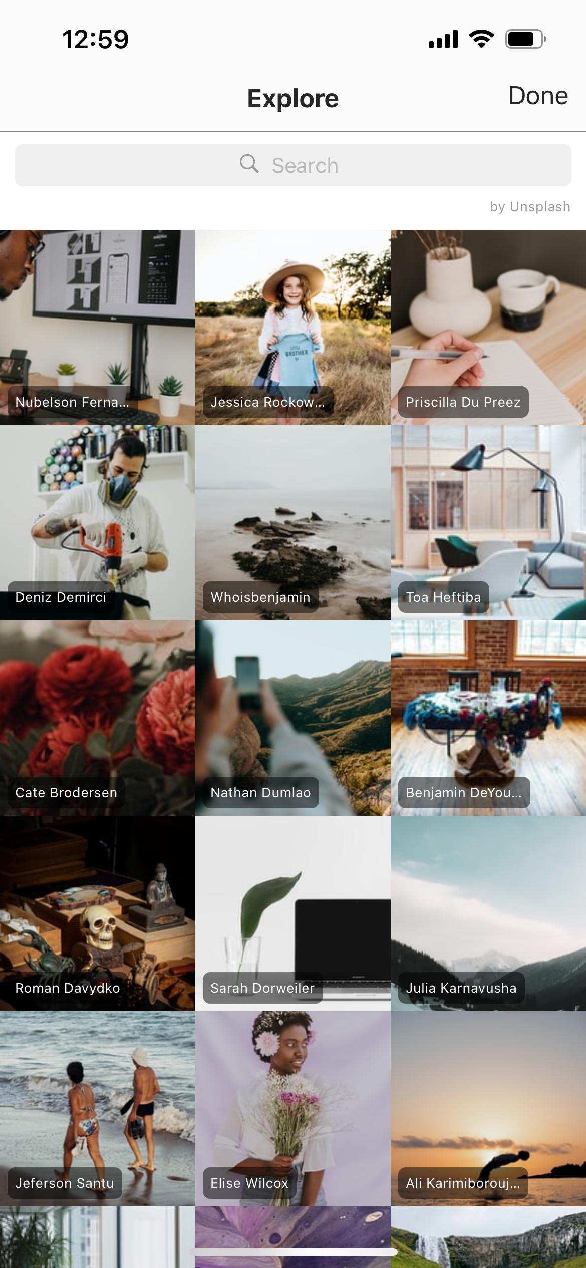 stock images from unsplash in preview app