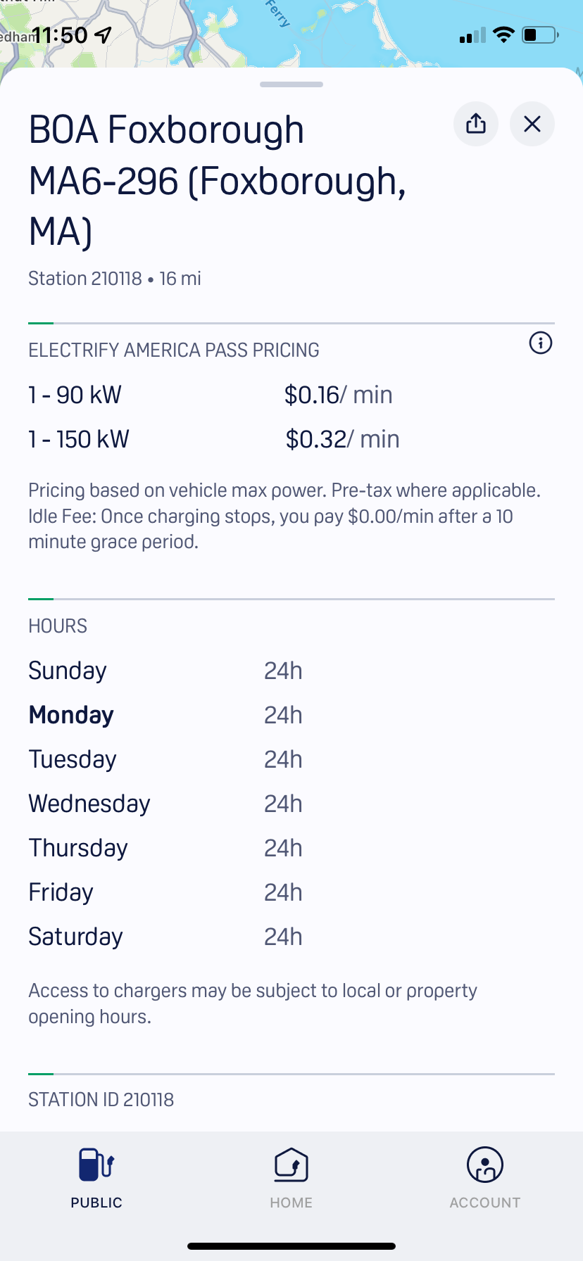 price per minute at electrify america charging station on app