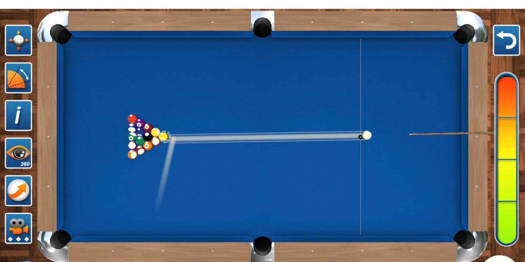 Image of a Practice Game on Pro Pool 2022's iOS app.