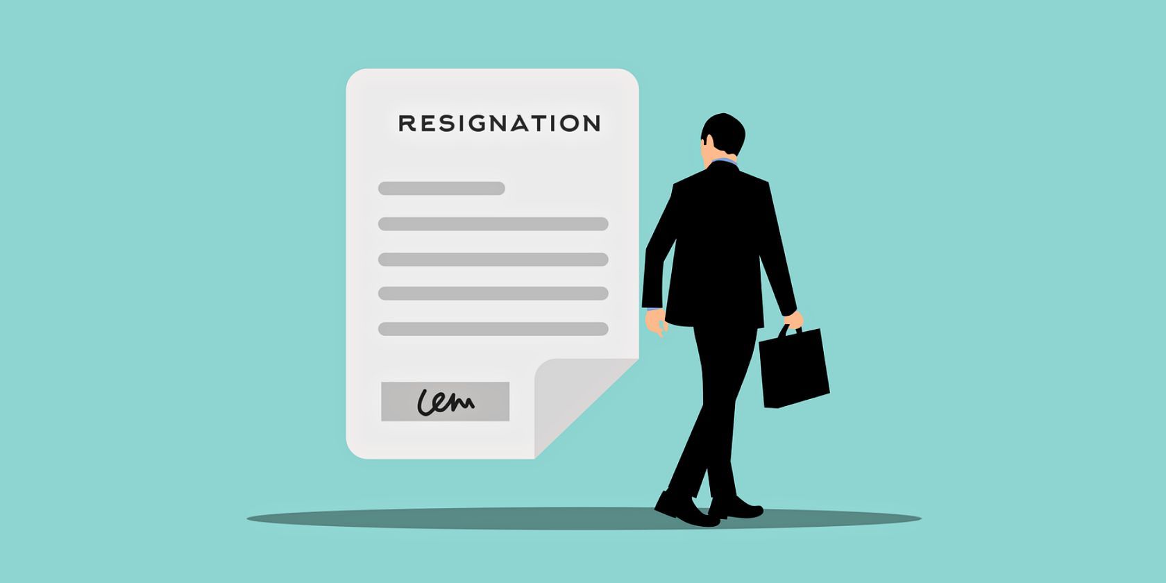 Businessman looking at a resignation letter