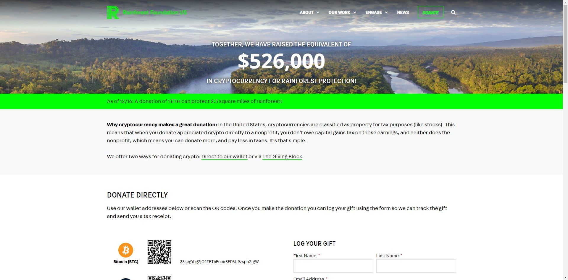 rainforest foundation crypto payments