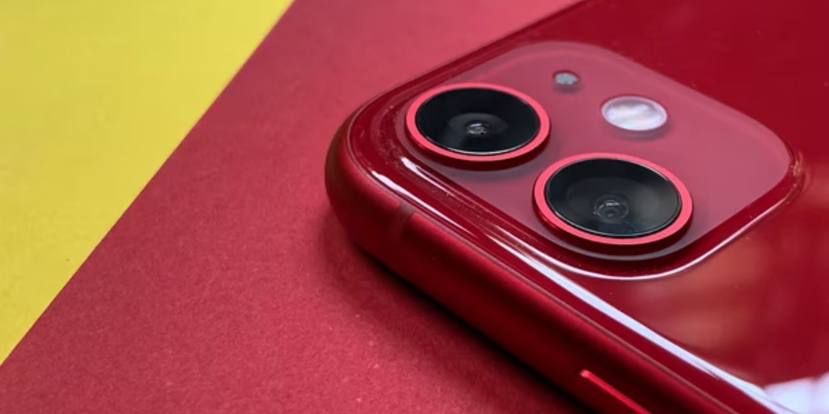 closeup of a red iPhone’s camera