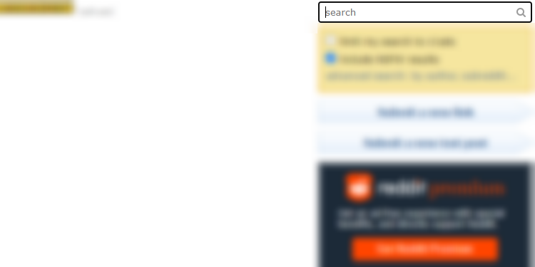 Screenshot of the search bar in the old Reddit website.