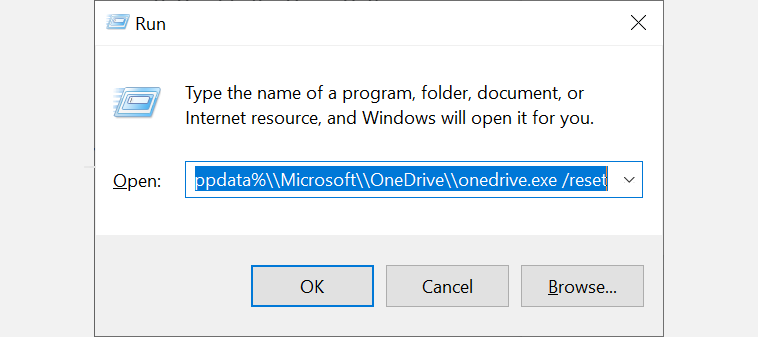 reset OneDrive