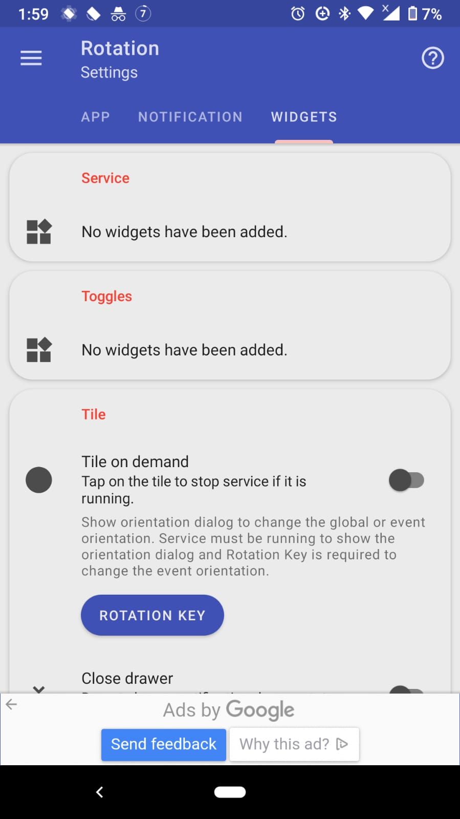 rotation orientation manager app settings screenshot