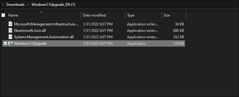 Run the Windows11Upgrade file as administrator