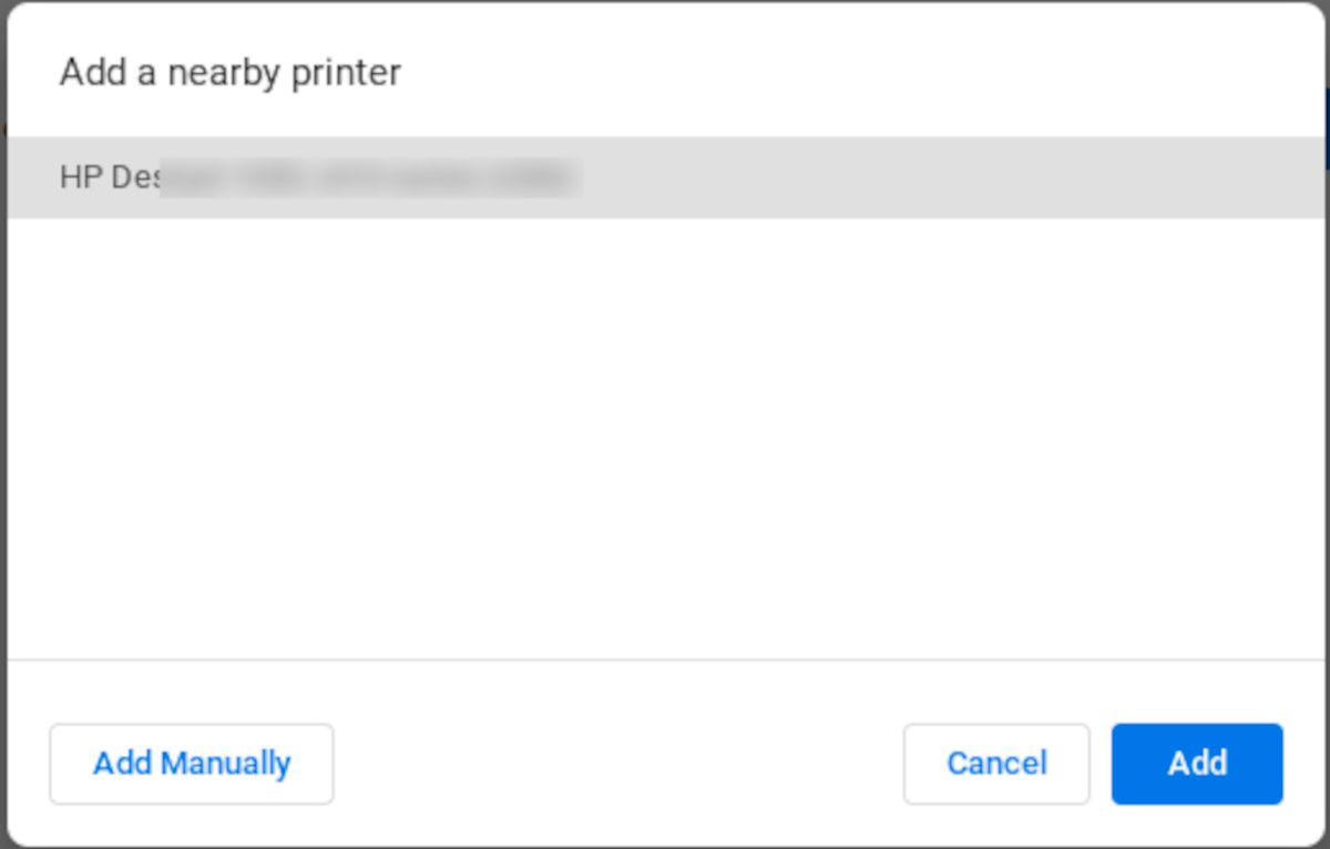 select the printer and add it