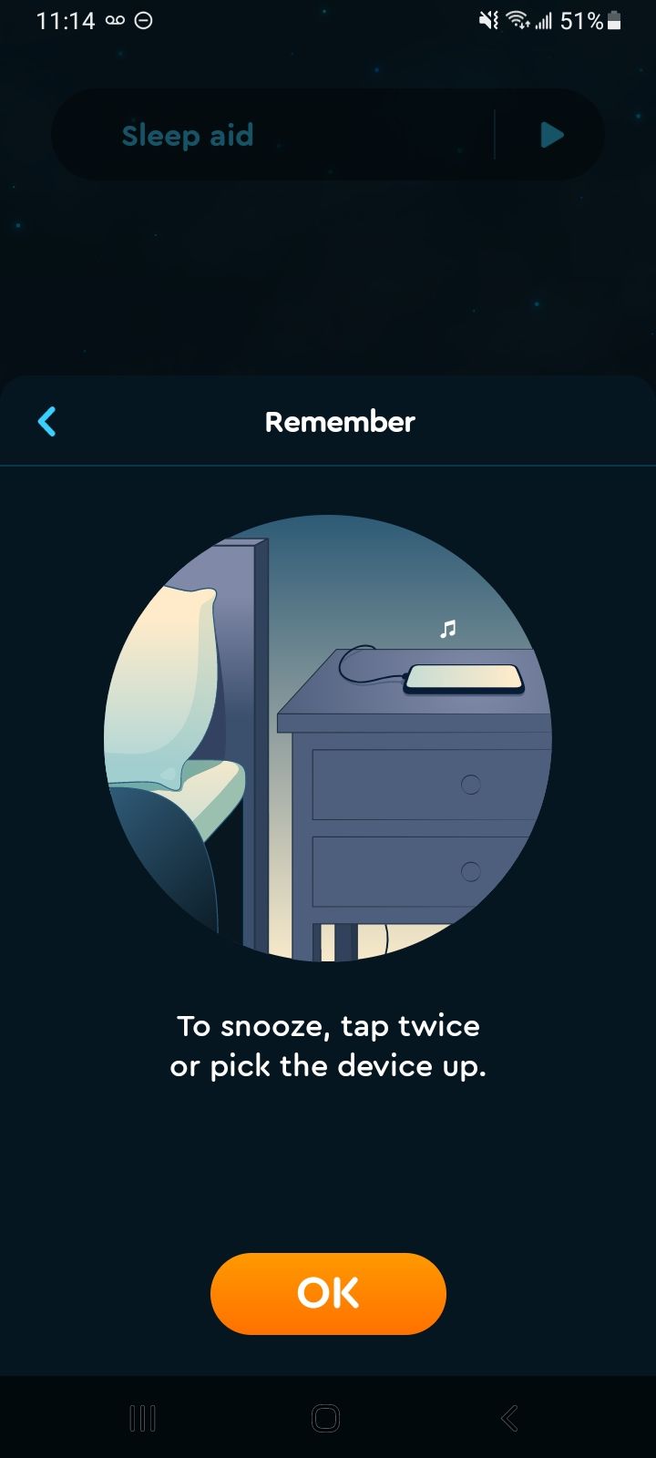 Snoozing Sleep Cycle app