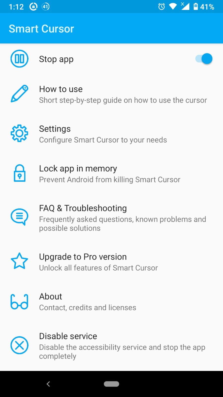 smart cursor app main menu screenshot