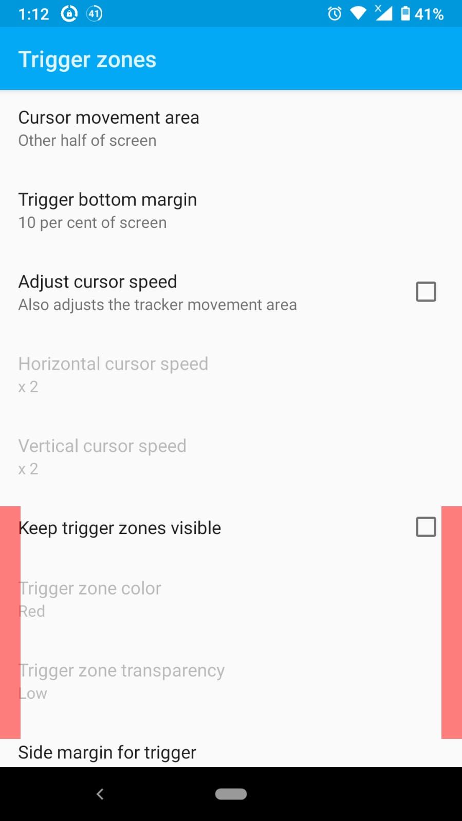 smart cursor app trigger settings screenshot