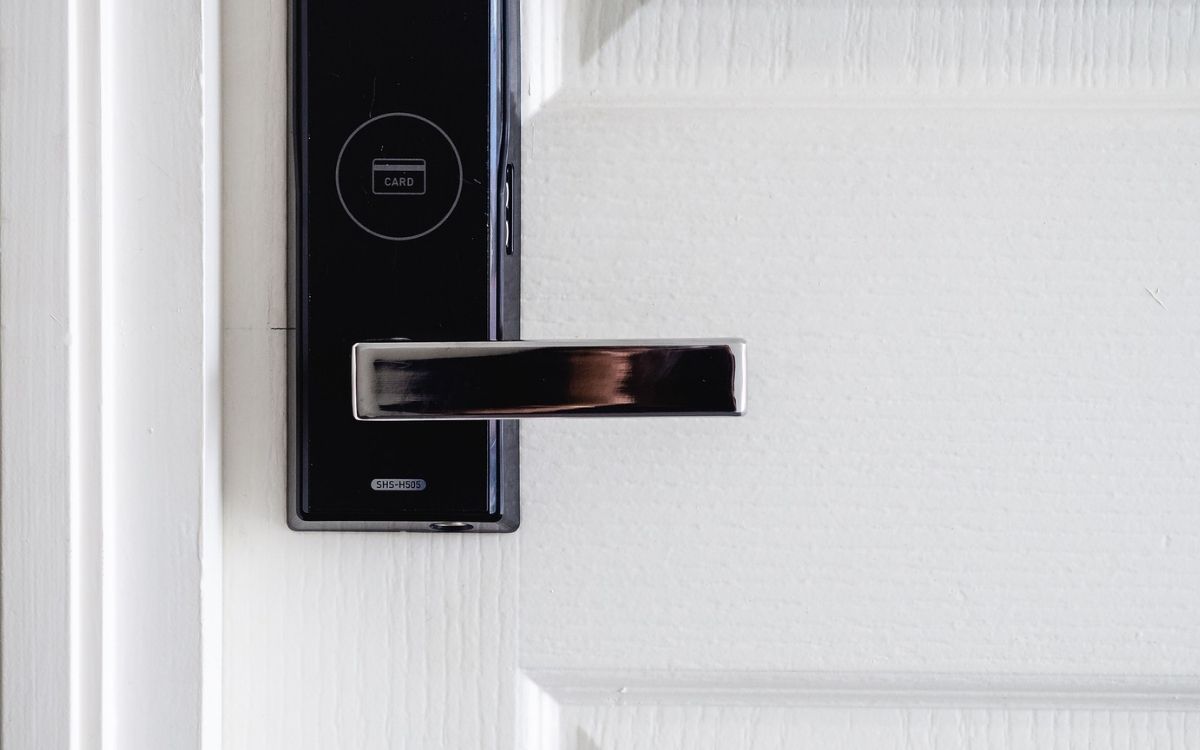 smart lock with white door