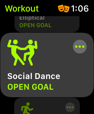 The Social Dance workout on the Apple Watch Workouts app