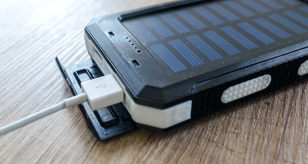 solar charger connected to a cable