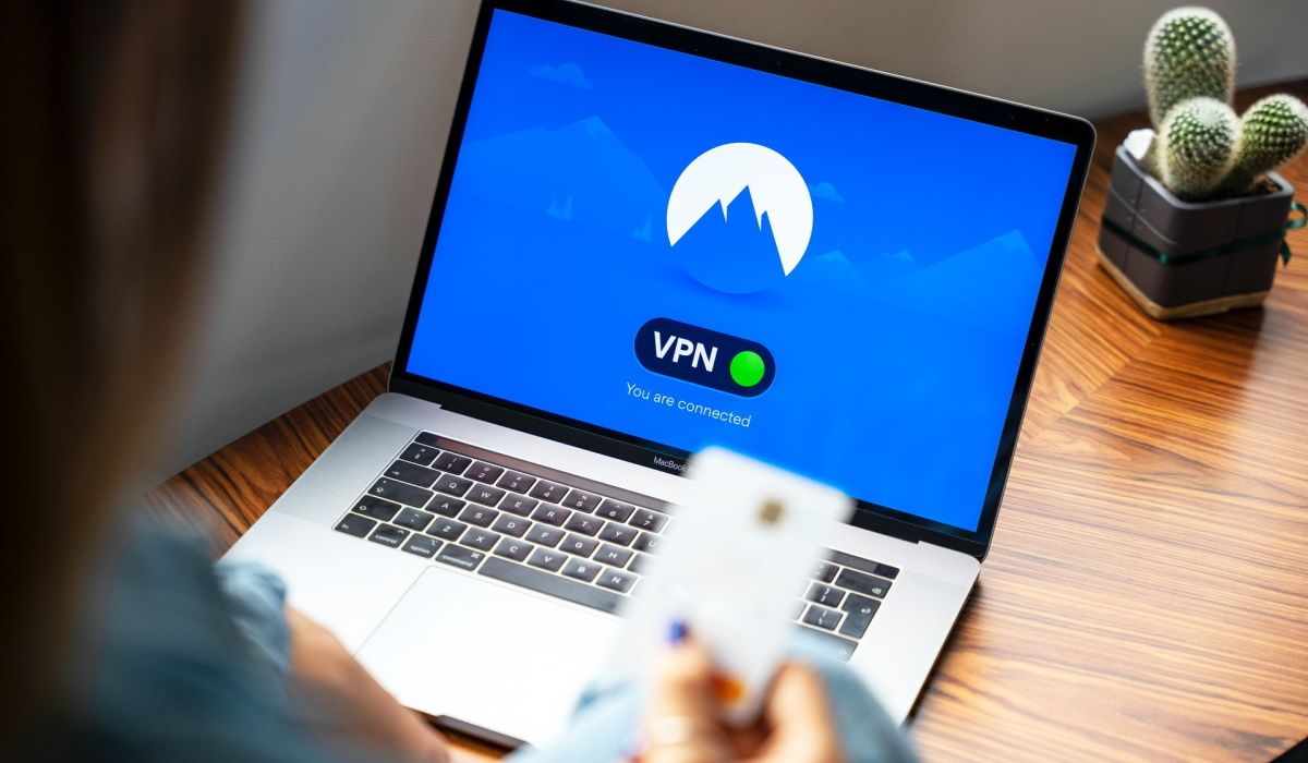 A laptop showing a VPN software solution