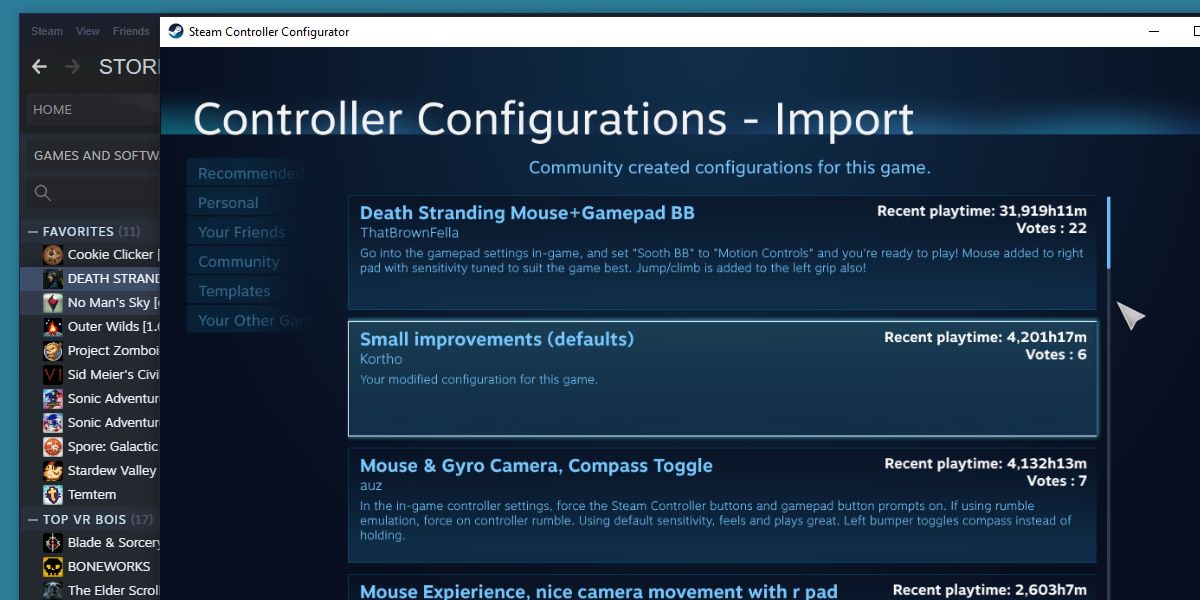 steam controller configurator - import