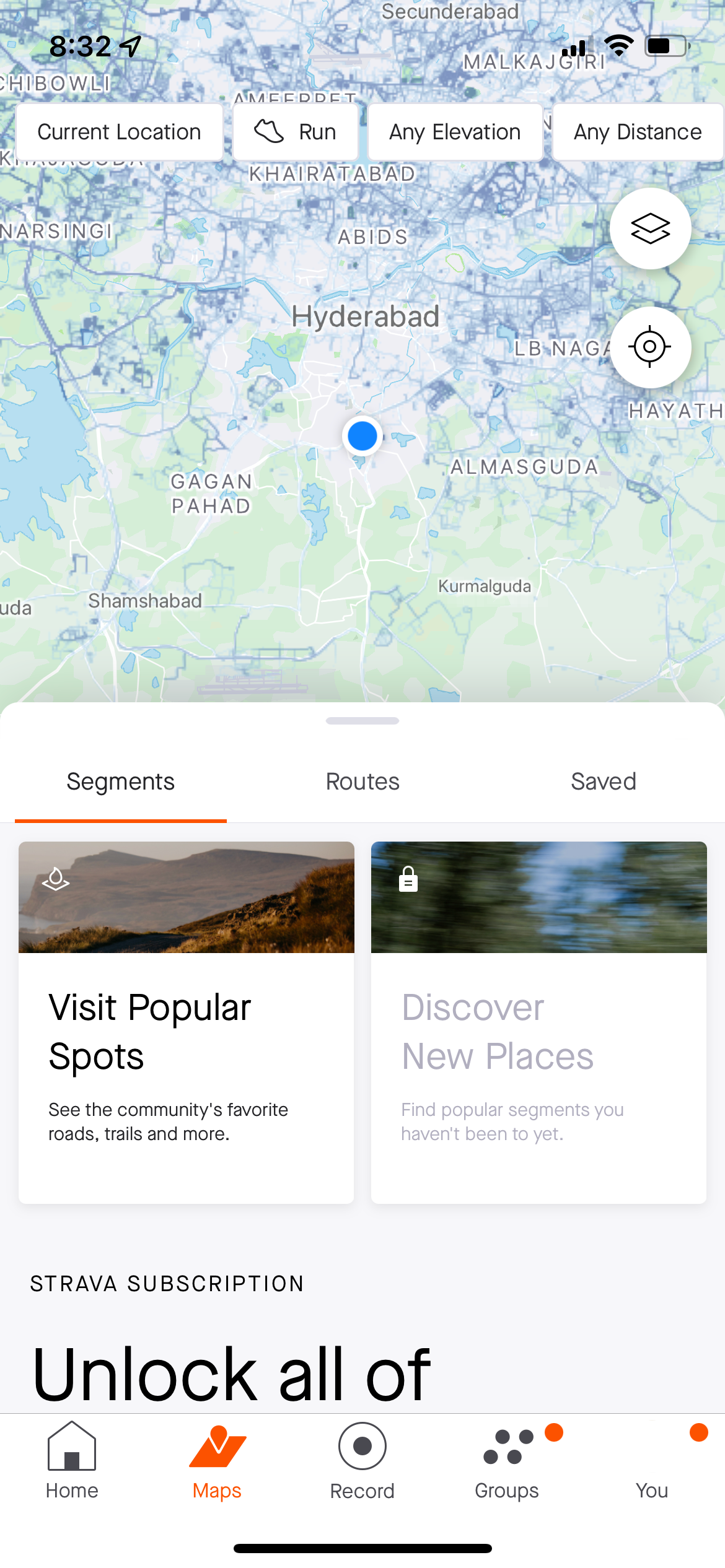 strava app swimming location finder