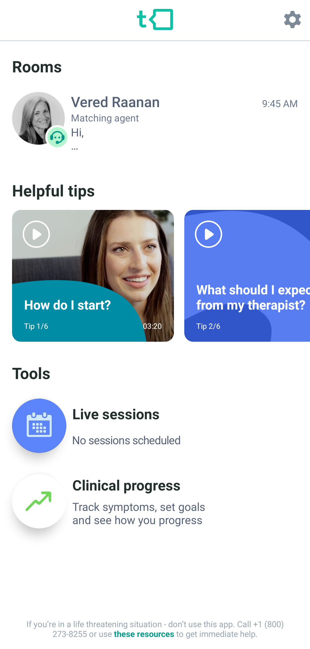 Talkspace Mental Health App Home Screen