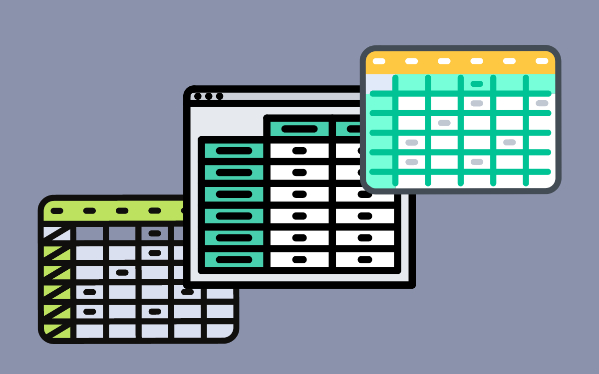 Illustration of Three Spreadsheets Beside Each Other