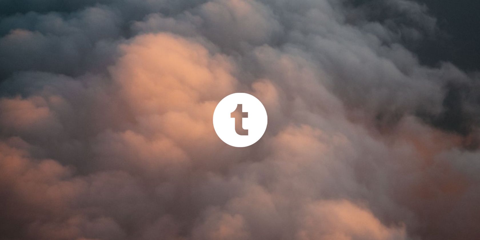 The Tumblr logo over some clouds.