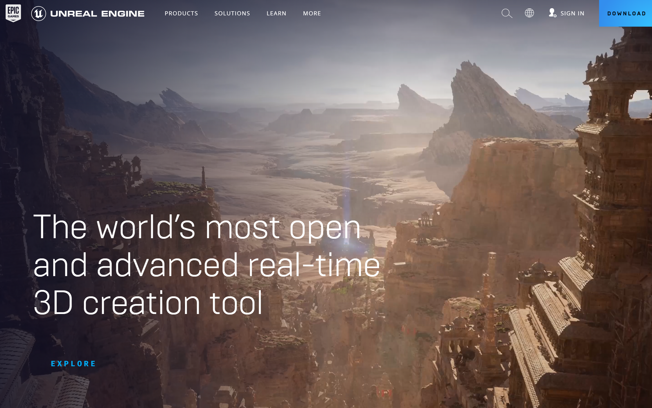 Unreal Engine website home page