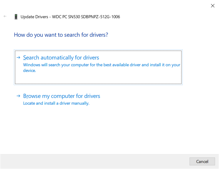 updating driver automatically windows 10