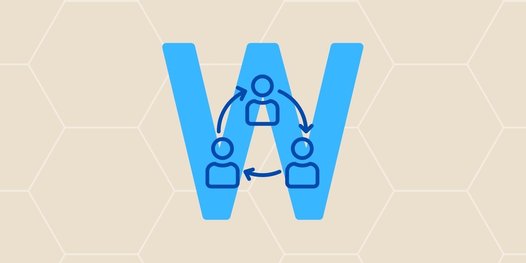 Image of Blue W Letter With Three People Icons In Circle