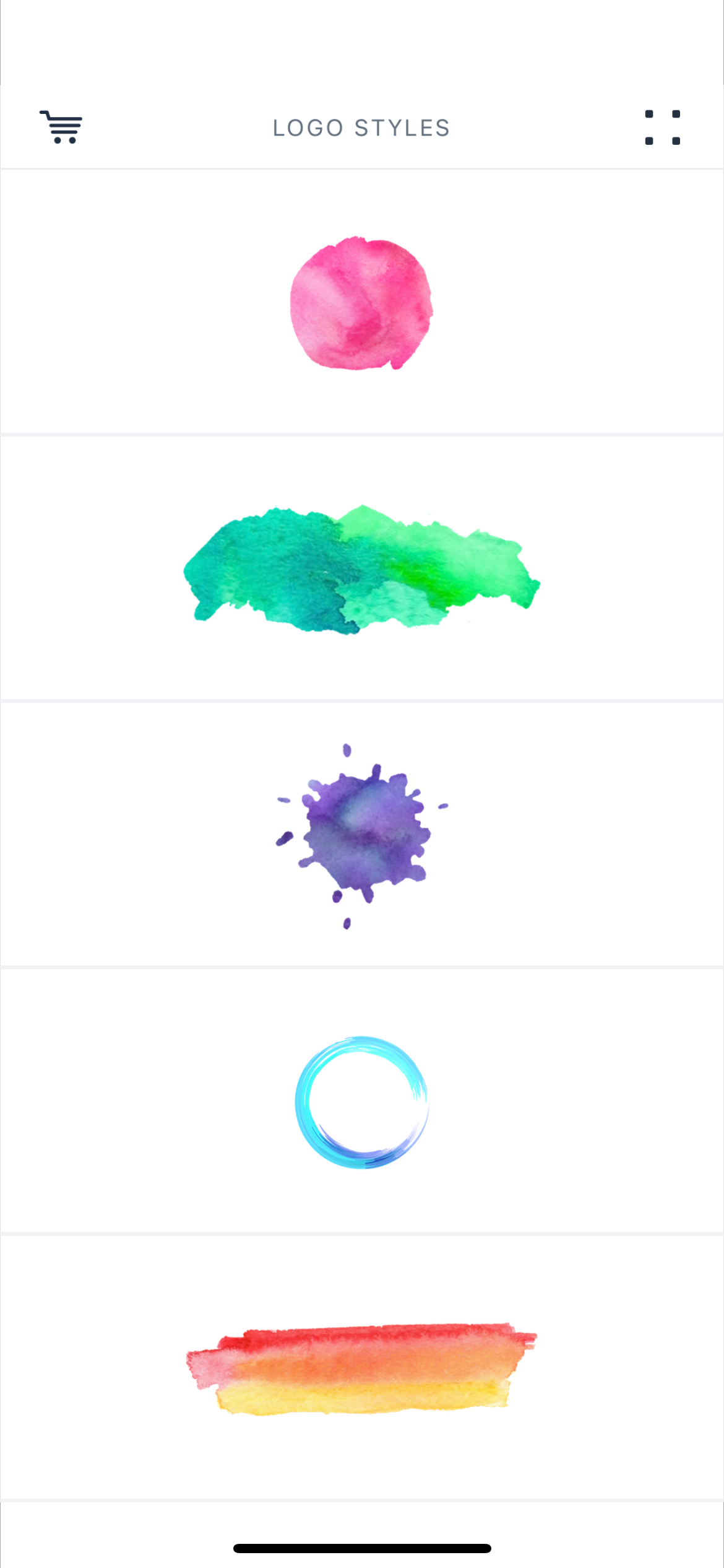 paint styles on watercolor logo app