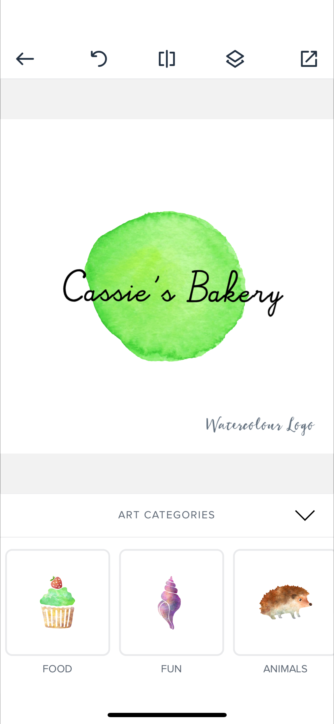 watercolor icons on watercolor logo app