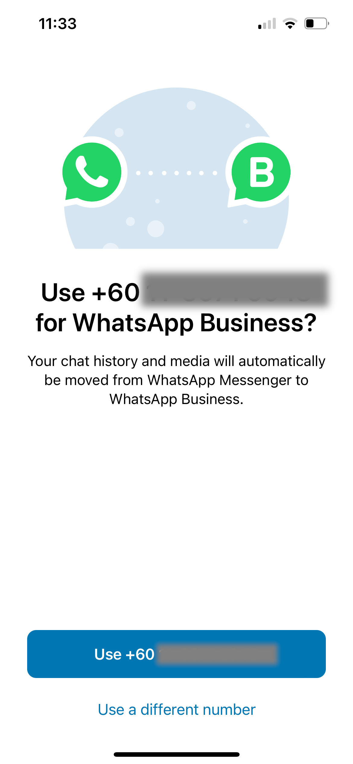 set up whatsapp business account on iPhone