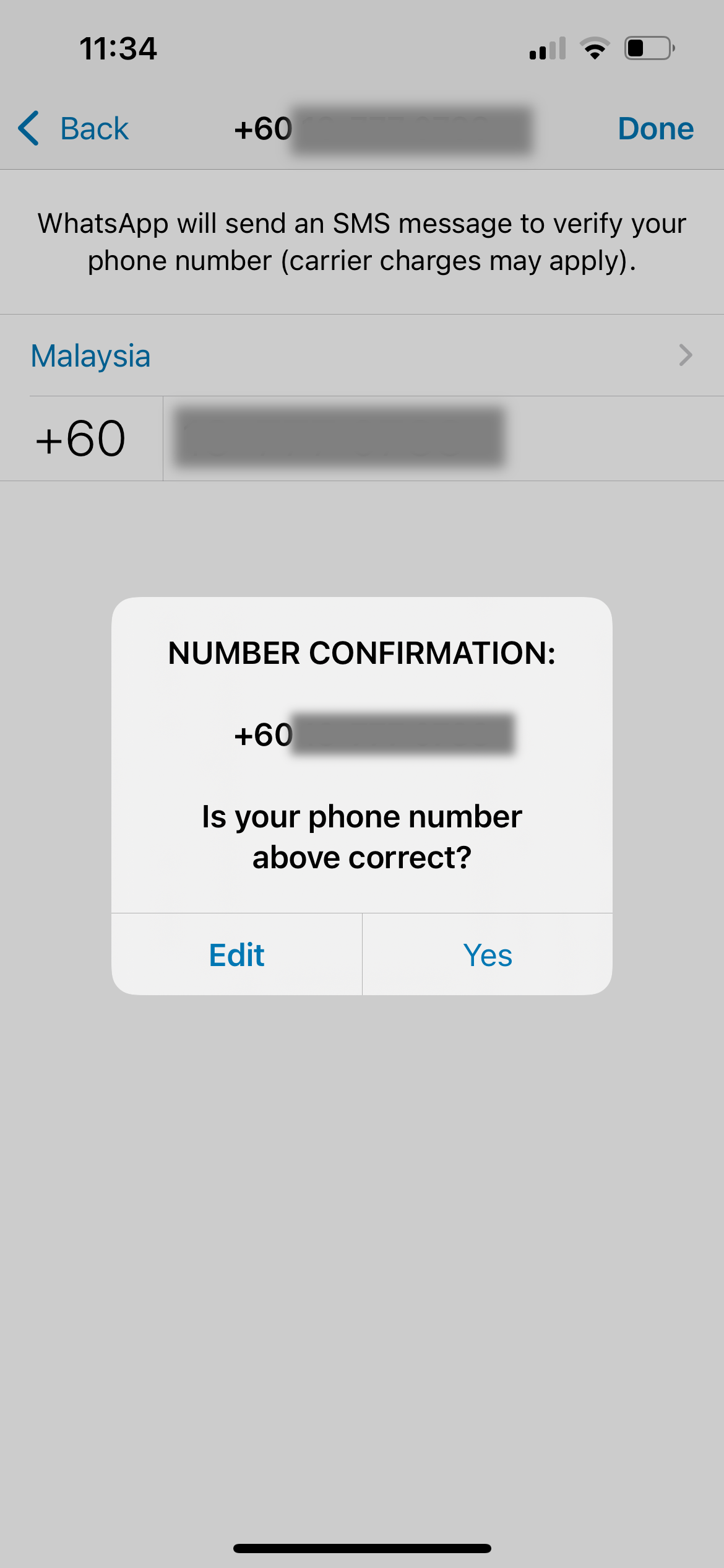 confirm phone number in whatsapp business on iphone