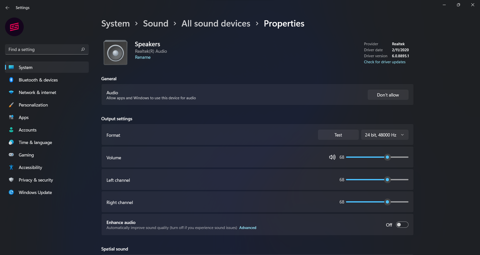 windows 11 enhance audio settings