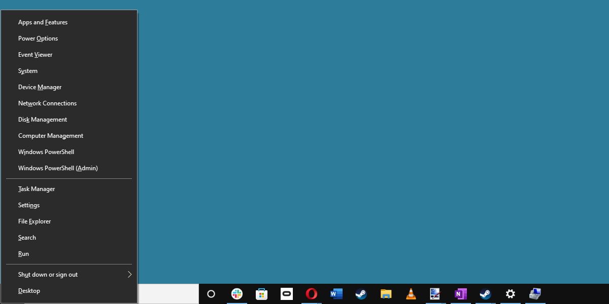 a screenshot of the windows 10 power menu