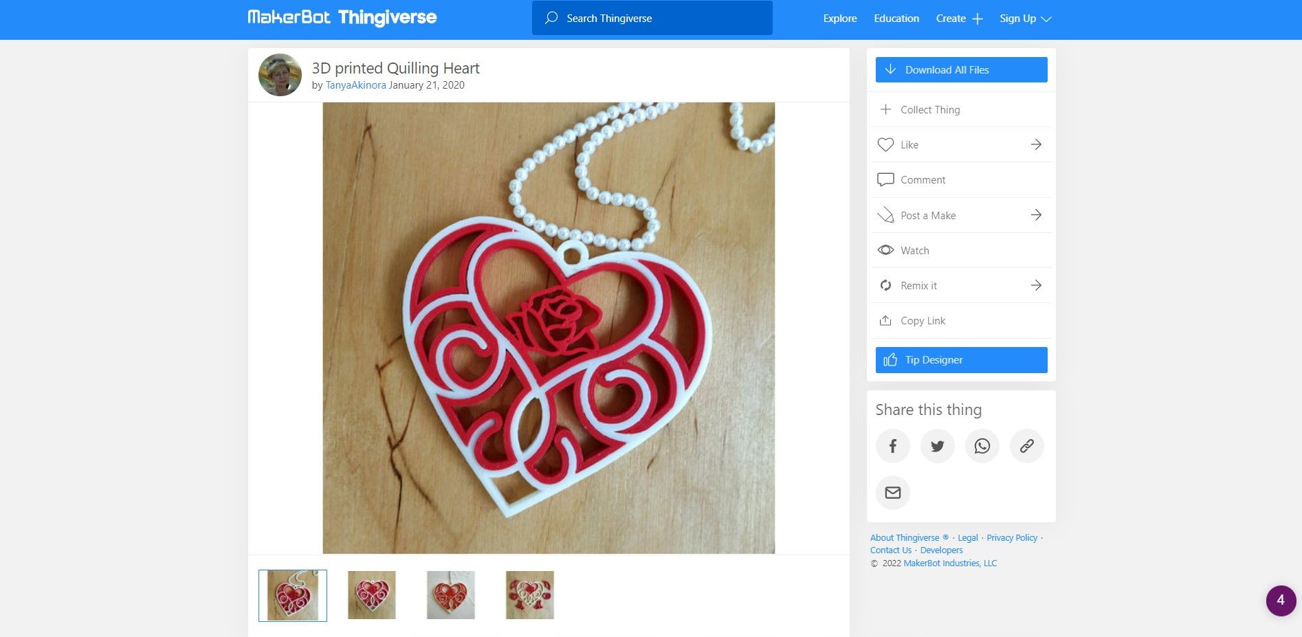3d printed quilling heart
