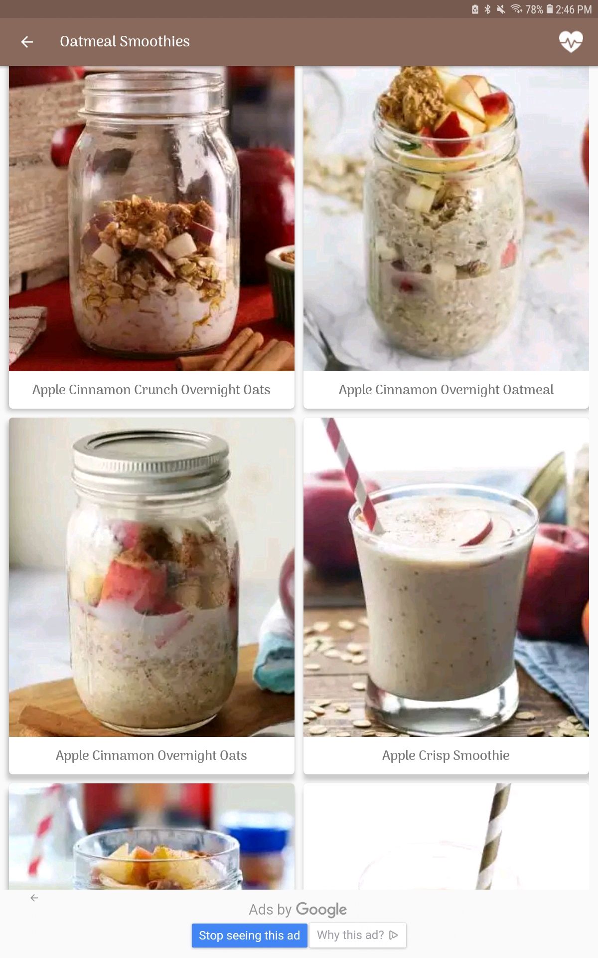 500 Smoothie Recipes app oatmeal screen