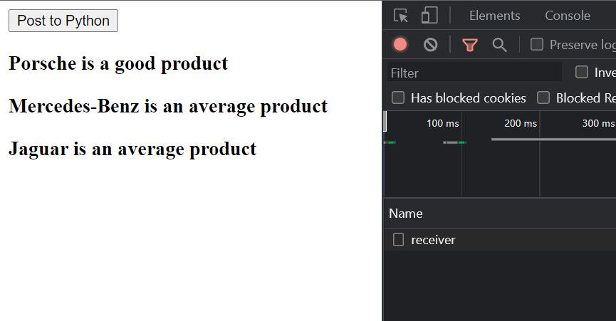 API resonse data rendered in the DOM