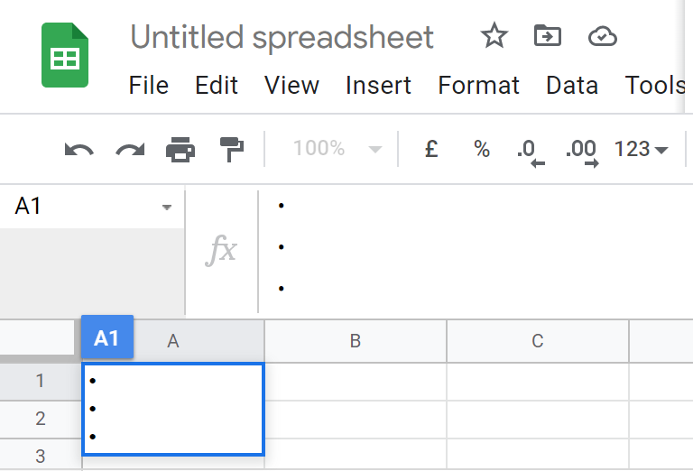 Adding Multiple Bullet Points in a Single Cell in Google Sheet