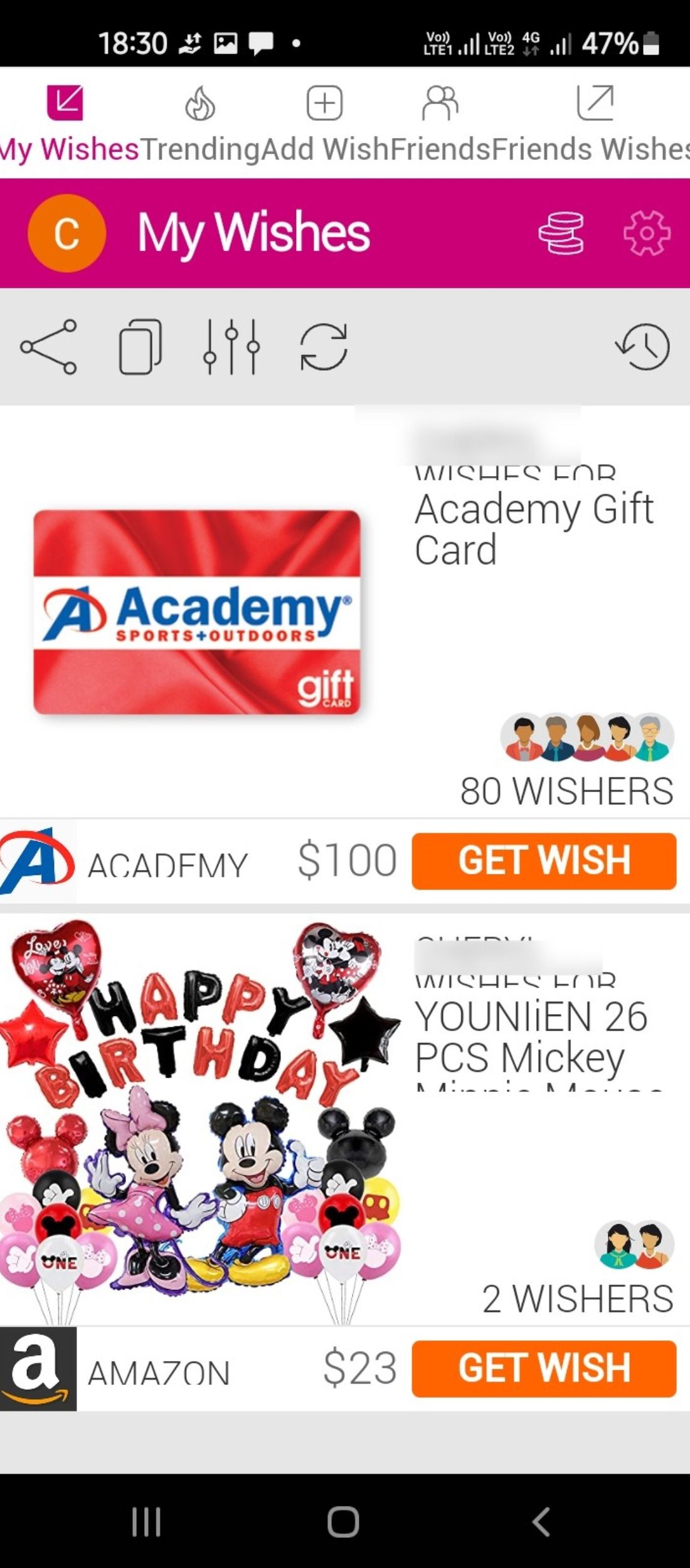 Add items to the Wishfinity app gift registry