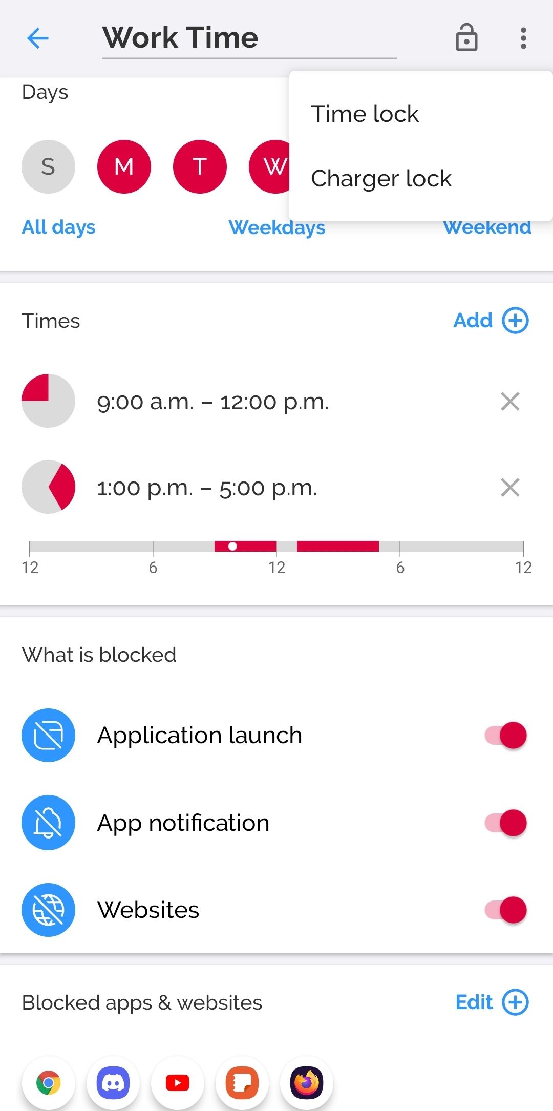 AppBlock scheduled block with locking options