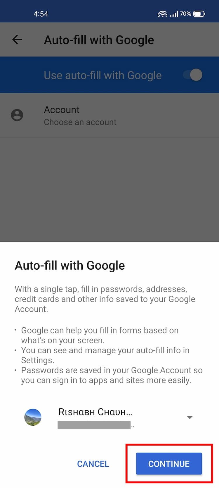 Autofill With Google Setup