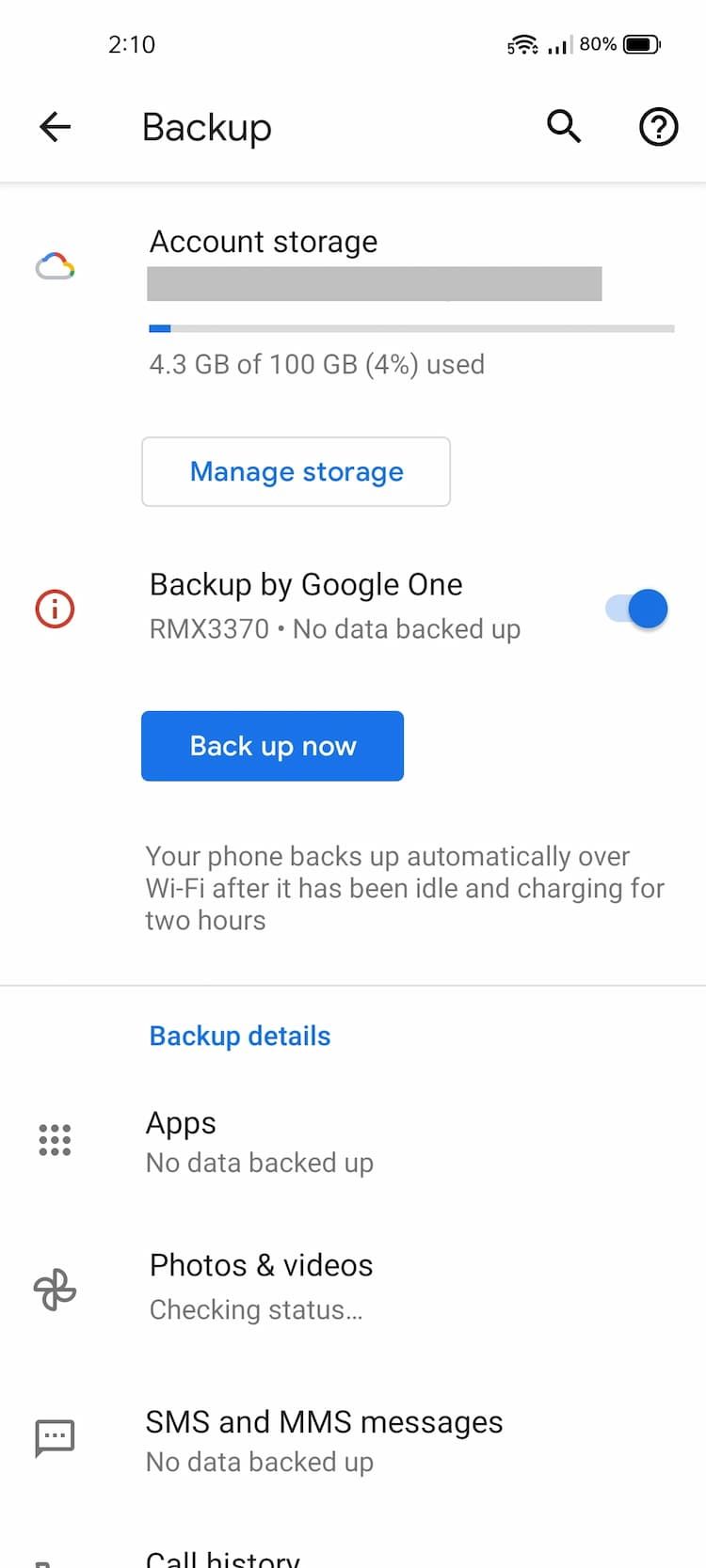 Backup By Google One Home