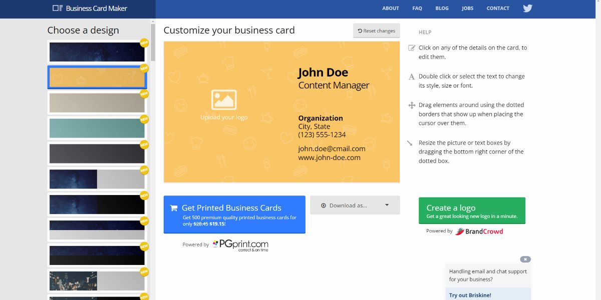 Business Card Maker business card example
