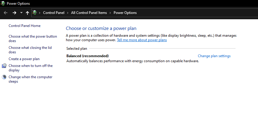 Changing Power Settings in Power Options in Windows