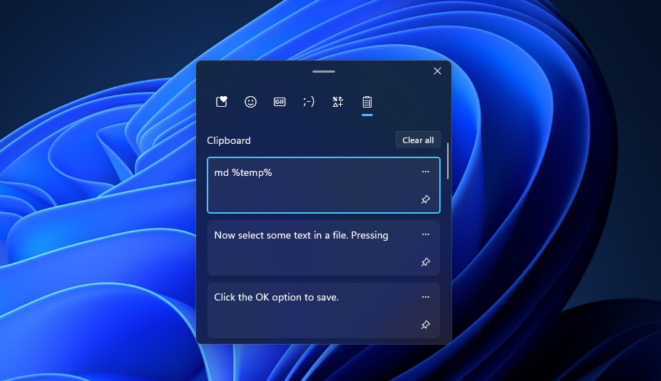 Windows 11's clipboard manager